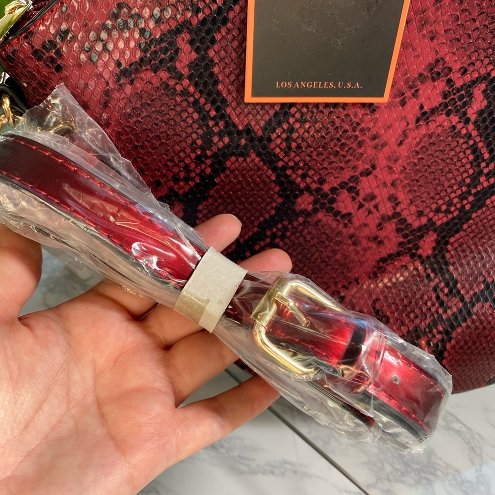 Diophy Red Vegan Snake Skin Purse - Picture 14 of 16